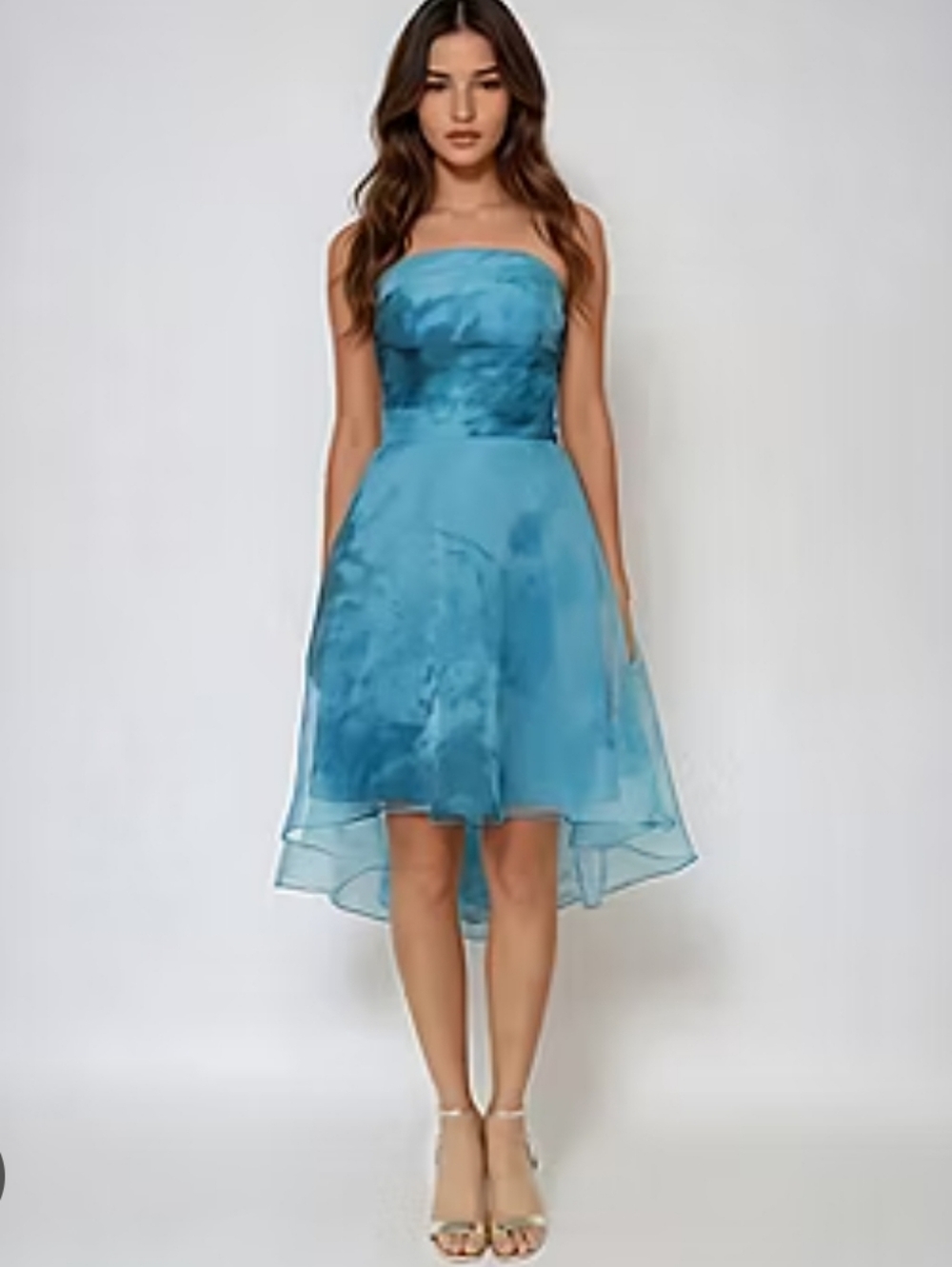 Rene Ruiz Collection Nwt Blue Organza Strapless A-line Dress Wedding Guest Sz 14